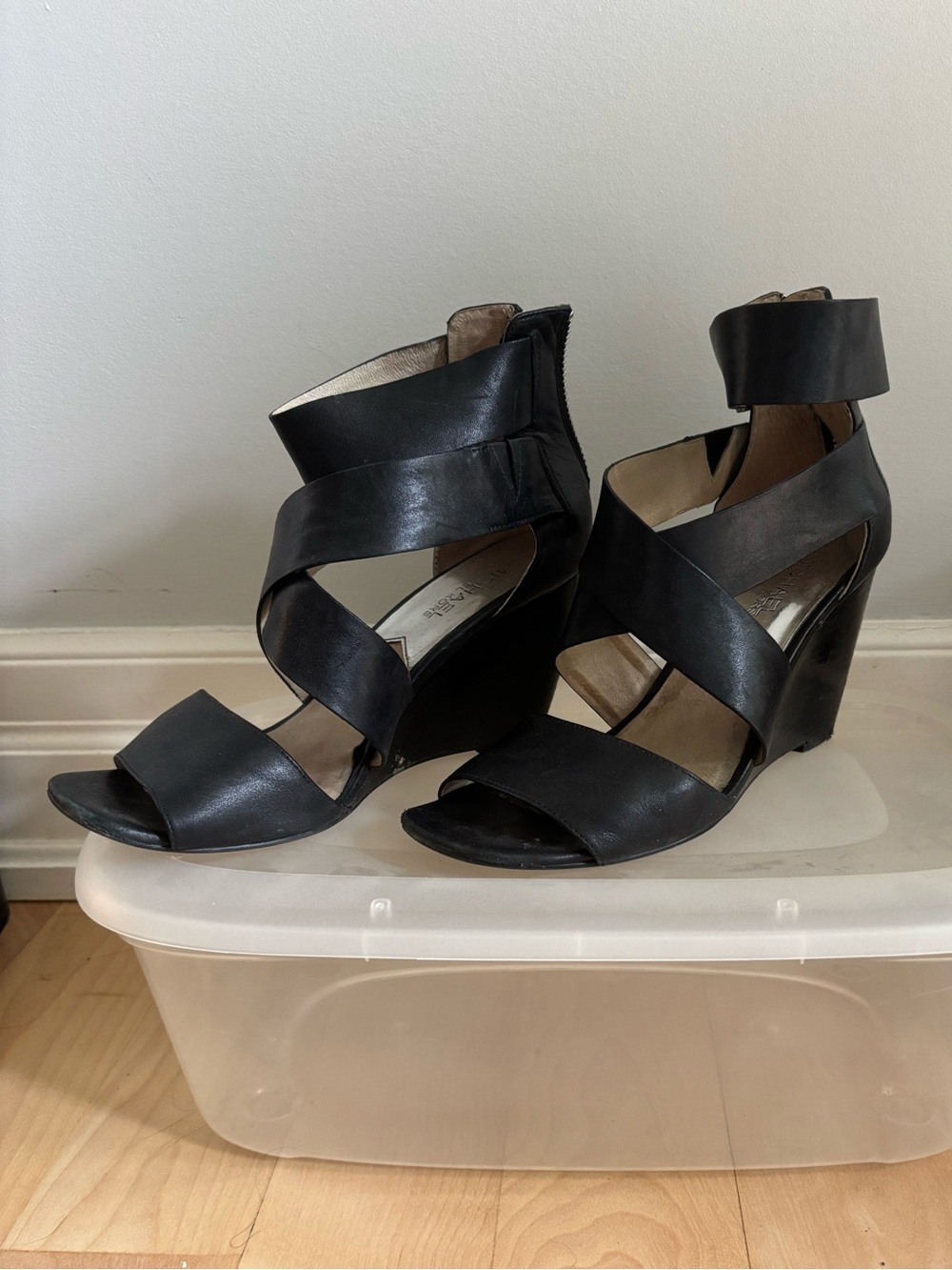 Michael Kors Black Strappy Wedge Sandals